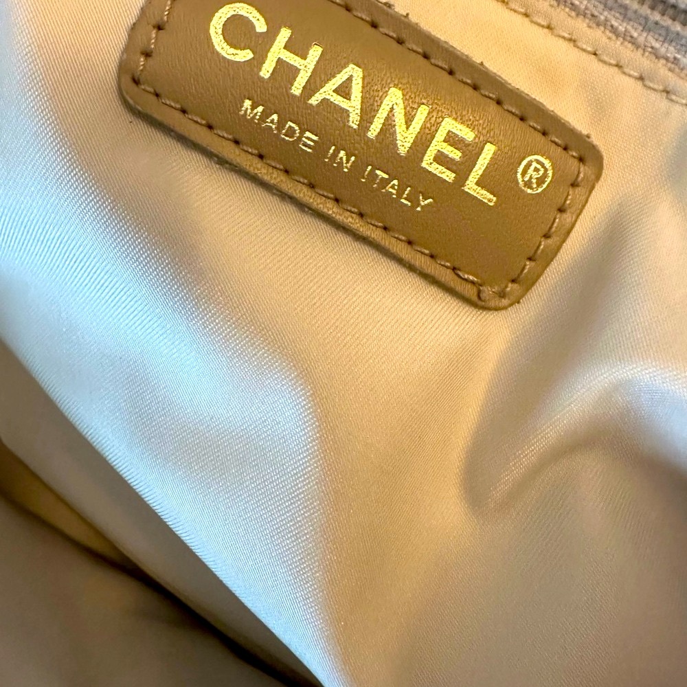 vintage Authentic Chanel Travel Line Beige CC Nylon Leather Tote Bag - Picture 14 of 17
